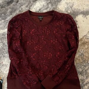 Burgundy Lace Sweatshirt